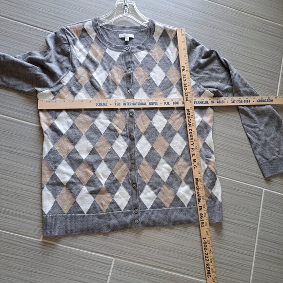 Croft And Barrow Women's Large Argyle Cardigan Sweater Preppy Career Clueless - Picture 9 of 9